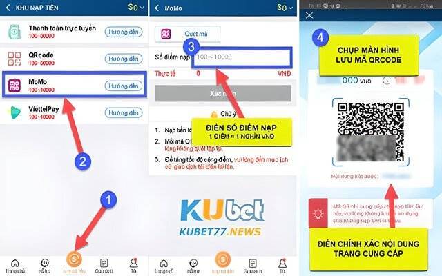 Nạp tiền Kubet bằng ví Momo